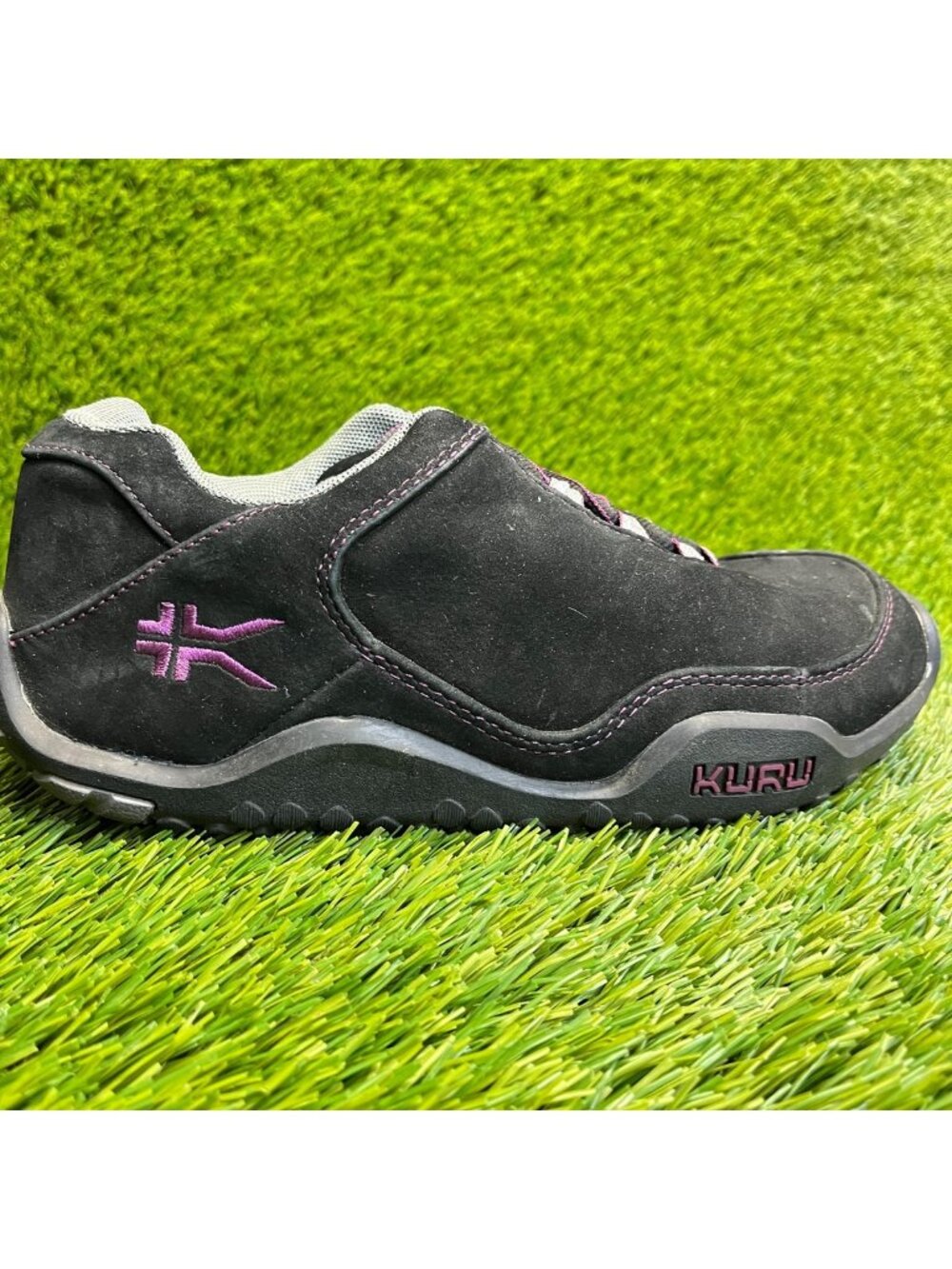 Kuru Chicane Womens Size 6D Black Purple Gray Athletic Leather Shoes Sneakers
